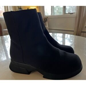 LL Bean Women's Black Nylon‎ Side Zip Chunky Sole Ankle Boots Size 7.5 M